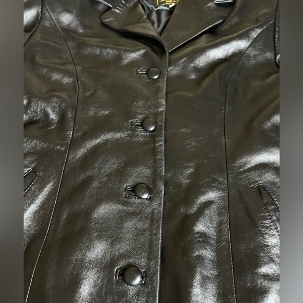 Vera Pelle Italian Black Leather Jacket Size 44/12 - Picture 6 of 16